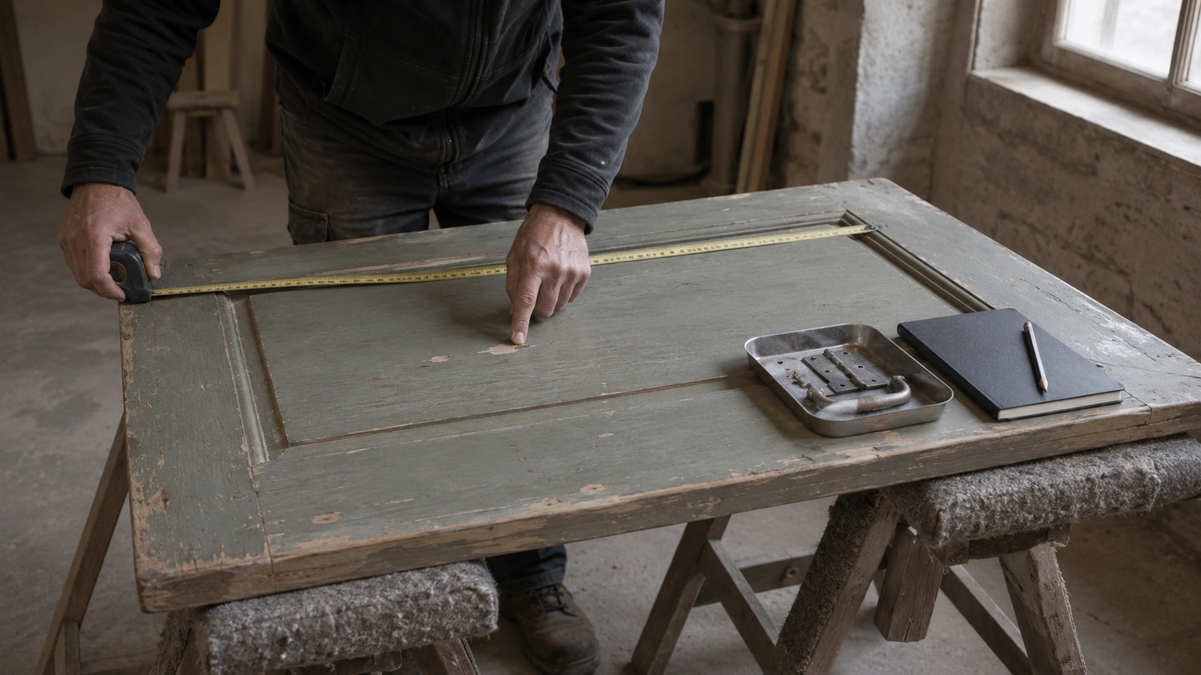 Objet à décaper mesuré et examiné avant l’établissement du périmètre des travaux